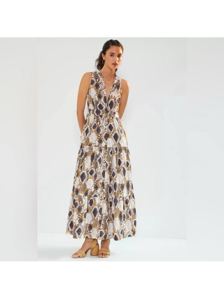 Maeve Sleeveless Snake Print Maxi Dress
